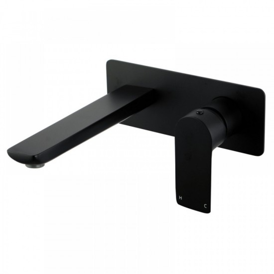 Black Bathtub/Basin Wall Mixer With Spout Wall Mounted